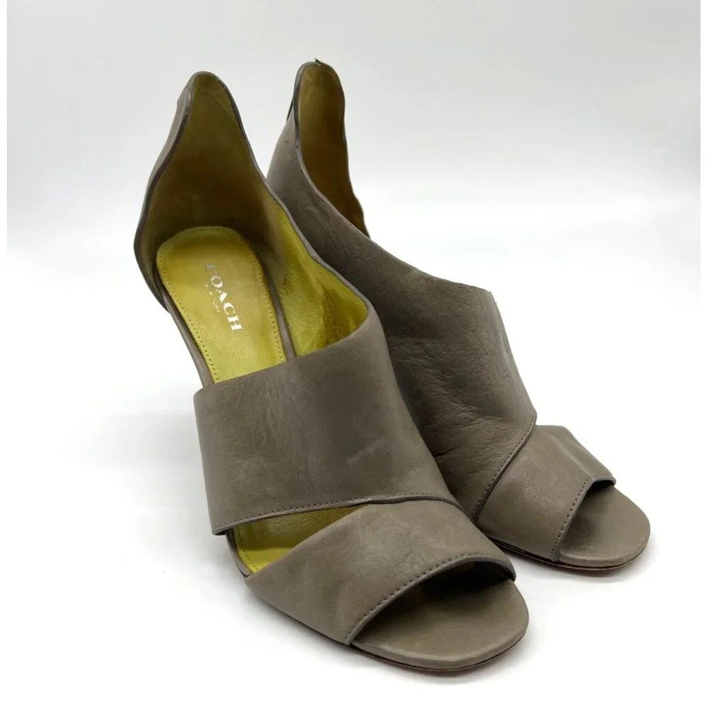 COACH Manhattan Genuine Leather Grey Stiletto Sandal Size 6.5